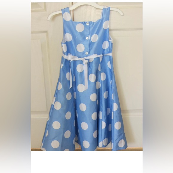 Excellent Condition Cherokee Girls Blue & White Holiday Dress Size 7 - Picture 2 of 3